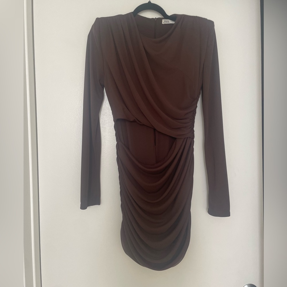 Zara brown mini dress with a cutout